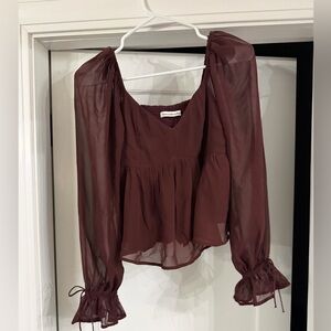 Abercrombie & Fitch Maroon Sheer Blouse